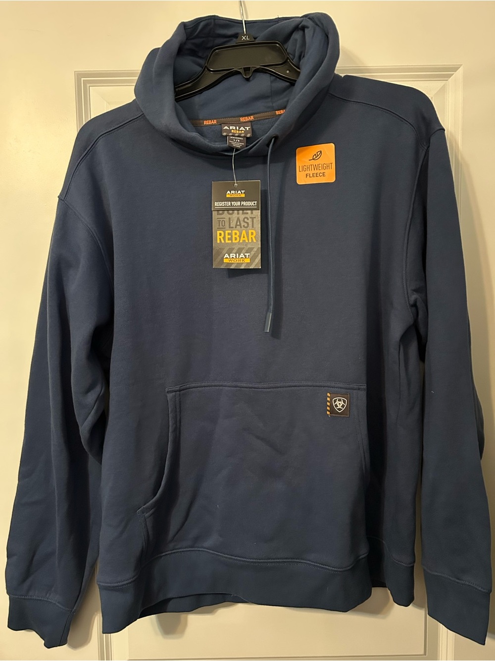 Ariat Men's Navy Blue Lightweight Fleece Hoodie, Size Large.